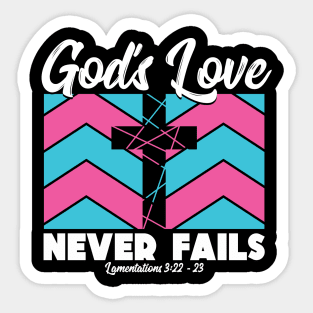 Christian Cross Gods Love Never Fail Bible Verse Sticker